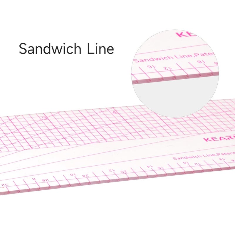 KEARING Plastic Clear Graph Ruler, Multi-Purpose Pattern Grading Ruler, 30cm & 12", Dual Metric and Imperial Scale for Sewing, Quilting, and Pattern Making - Image 4